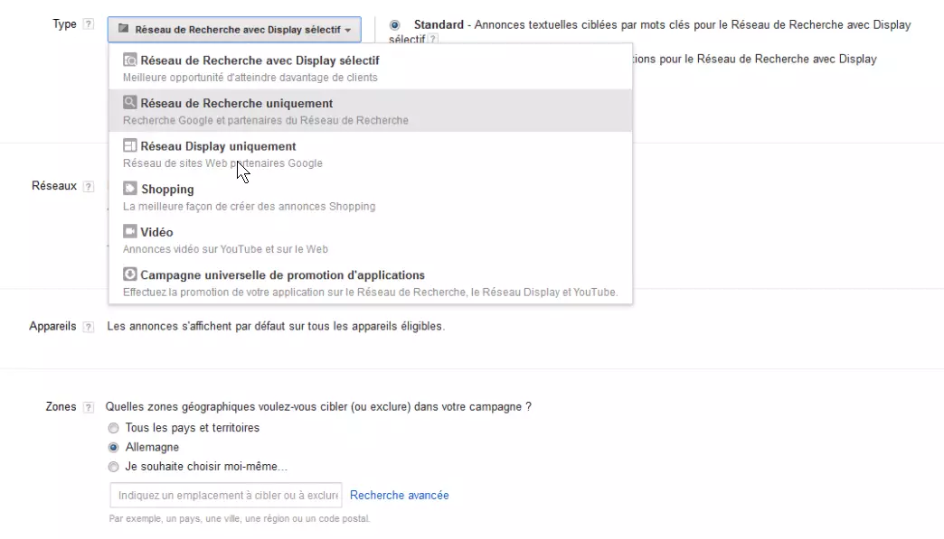 Image: Exemple d’optimisation de campagne avec Google Ads